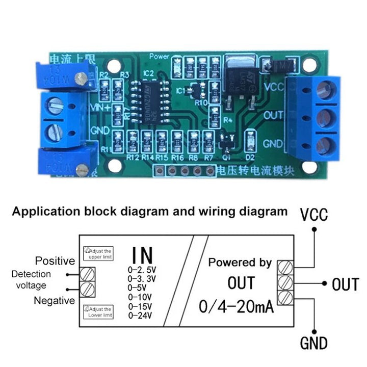 Convertidor Transmisor Voltaje a Corriente 0 ~ 5v A 4 ~ 20ma - Tecneu