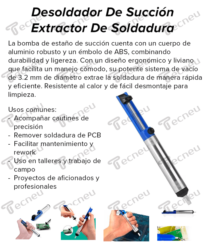 Desoldador De Succión Extractor De Soldadura Bomba Aluminio - Tecneu