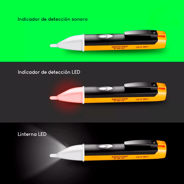 Detector De Voltaje Tipo Pluma Fase 90 - 1000 Vac Led Alarma - Tecneu