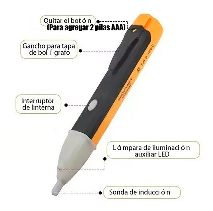Detector De Voltaje Tipo Pluma Fase 90 - 1000 Vac Led Alarma - Tecneu