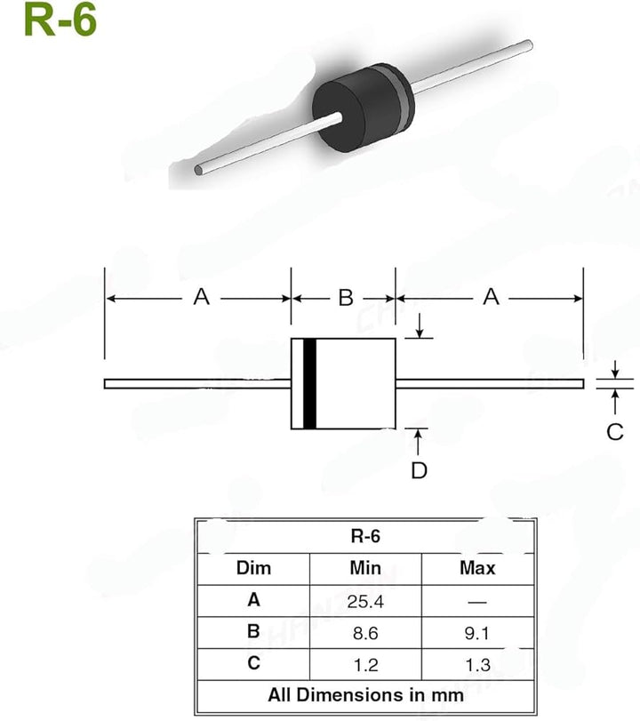 Diodo Rectificador 6A10 1000V 6A - Tecneu
