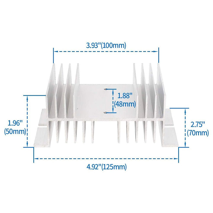 Disipador de Calor de Aluminio W - 100 para SSR Tamaño 125x50mm - Tecneu