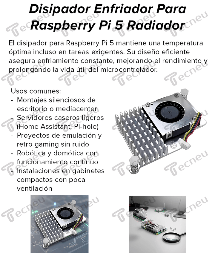 Disipador Enfriador Para Raspberry Pi 5 Radiador De Aluminio - Tecneu