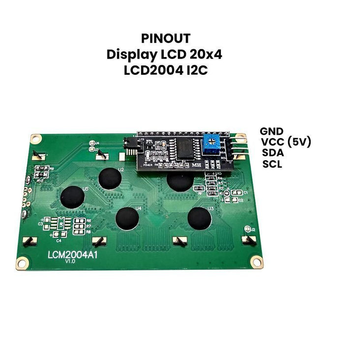 Display Lcd Pantalla 20x4 + Interfaz Conversión I2c + Pines - Tecneu