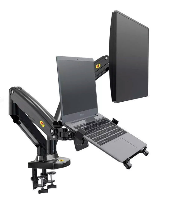 Base Doble Ergonomica De Monitor 17''-27'' Y Soporte Laptop 10''-17'