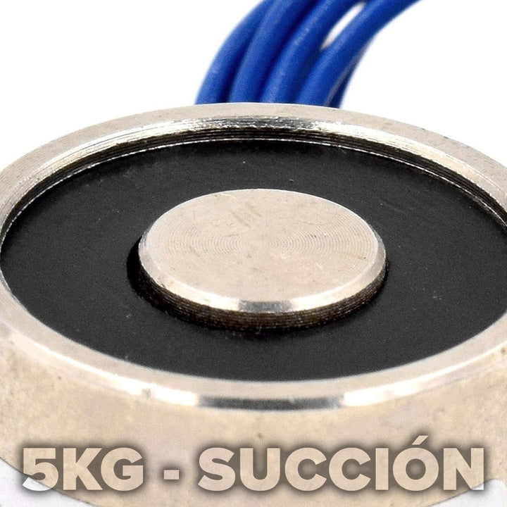 Électroaimant Heschen P25/20 - 12V DC, Force 5 Kg, Diamètre 25 Mm - Aimant Électrique Industriel