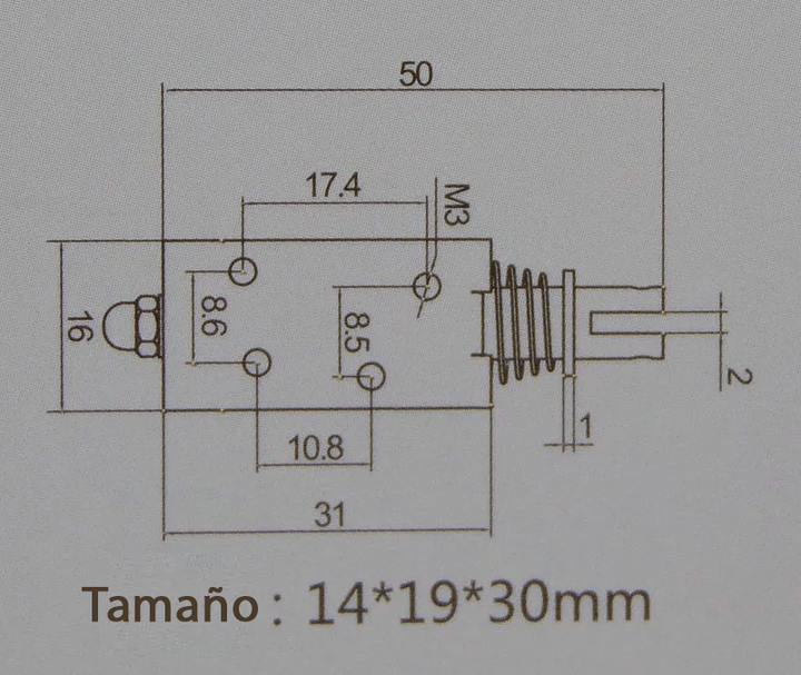 Electroimán Solenoide JF - 0630B 10mm Carrera 12VDC Push Pull 6N 2A - Tecneu