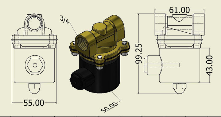 Electroválvula Solenoide Metalica 3/4 Pulgadas 110v Gas Agua Aire - Tecneu