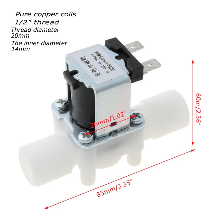 Electroválvula Válvula Agua 1/2 Solenoide 12v 0.02 ~ 0.8 Mpa - Tecneu