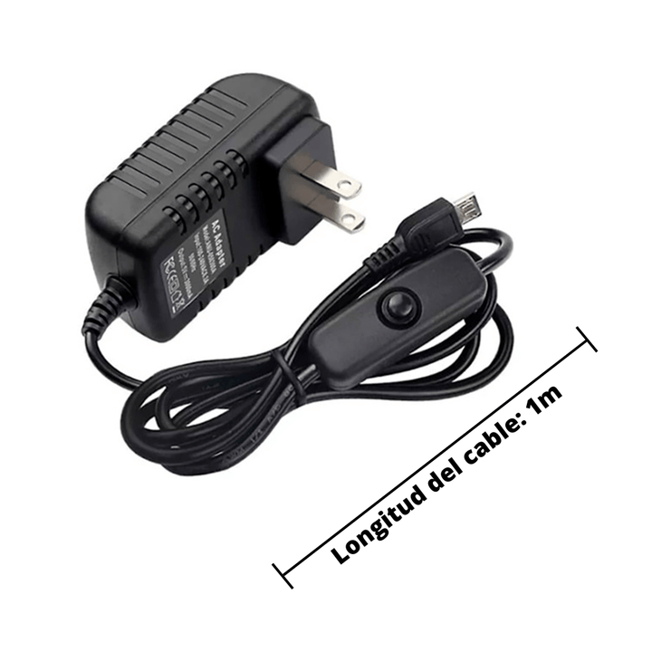 Eliminador 5v 3a Con Boton On / Off Micro Usb Raspberry Pi - Tecneu