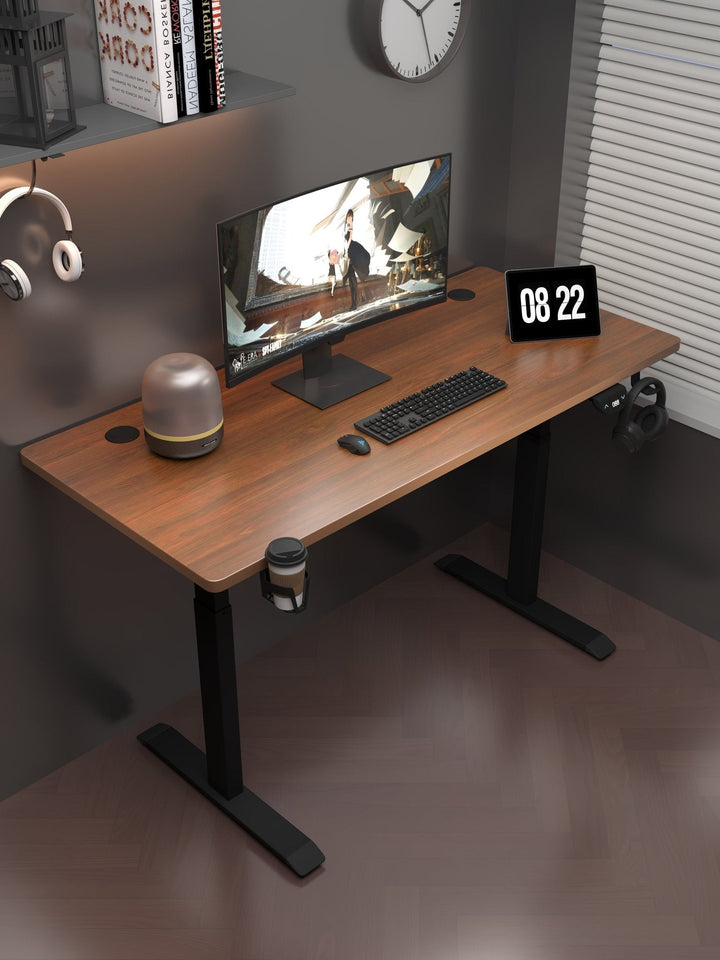 Escritorio Electrico Altura Ajustable Oficina Gamer Hogar Color Café - Tecneu