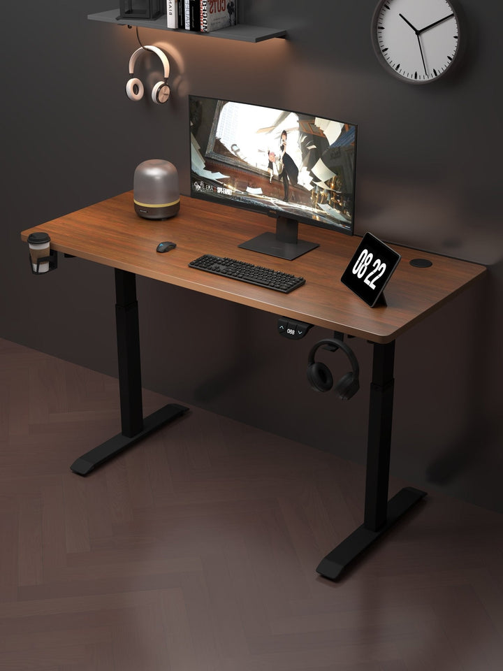 Escritorio Electrico Altura Ajustable Oficina Gamer Hogar Color Café - Tecneu