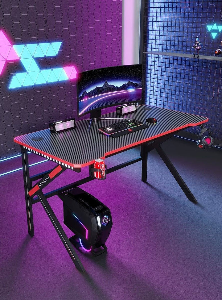 Escritorio Gamer D2105 Negro Estructura Metal Porta Vaso Audífonos - Tecneu
