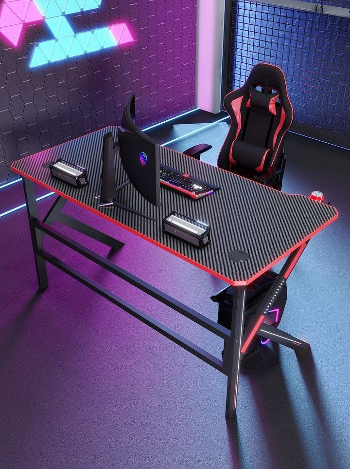 Escritorio Gamer D2105 Negro Estructura Metal Porta Vaso Audífonos - Tecneu