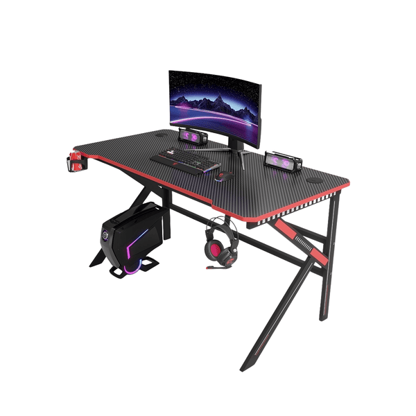 Escritorio Gamer D2105 Negro Estructura Metal Porta Vaso Audífonos - Tecneu