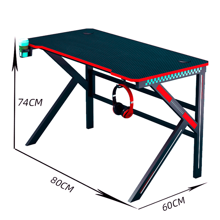 Escritorio Gamer D2105 Negro Estructura Metal Porta Vaso Audífonos - Tecneu