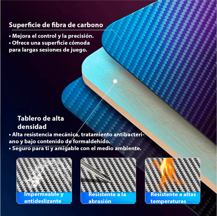 Escritorio Gamer D2200 RGB LED Estructura Metal Porta Vaso Audífonos - Tecneu
