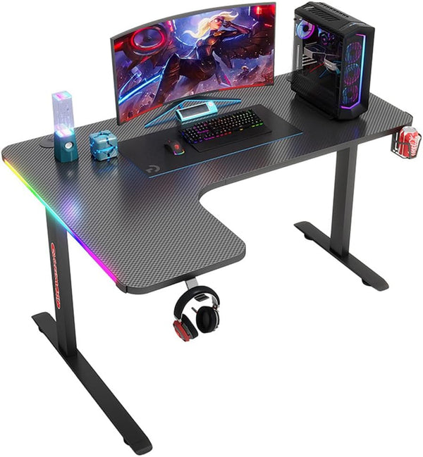 Escritorio Gamer D2200 RGB LED Estructura Metal Porta Vaso Audífonos - Tecneu