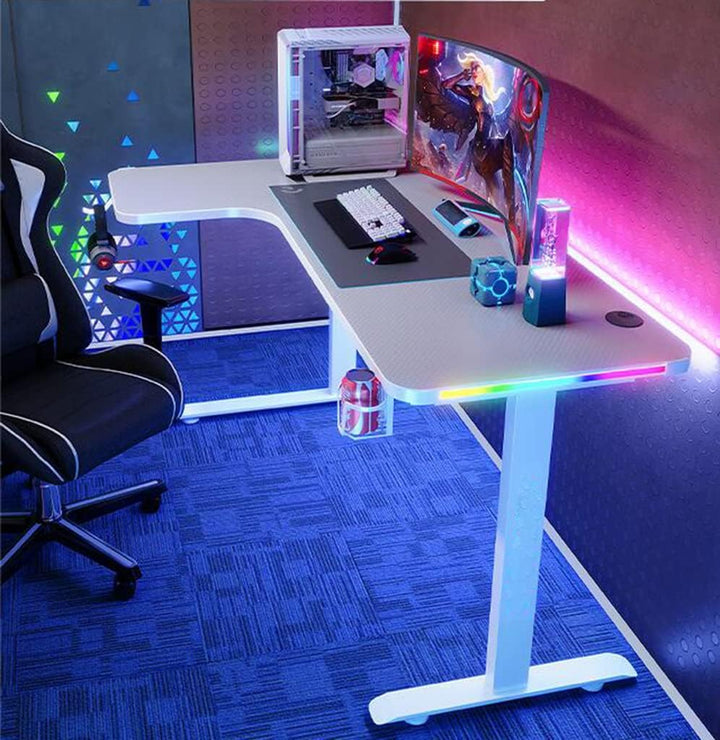 Escritorio Gamer D2200 RGB LED Estructura Metal Porta Vaso Audífonos - Tecneu