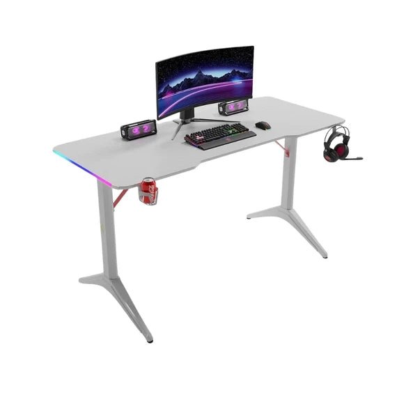 Escritorio Gamer D2208 RGB LED Estructura Metal Porta Vaso Audífonos - Tecneu