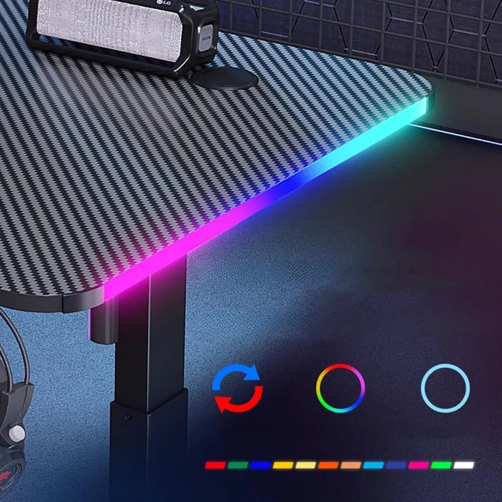 Escritorio Gamer D2208 RGB LED Estructura Metal Porta Vaso Audífonos - Tecneu