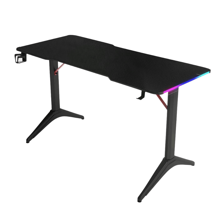 Escritorio Gamer D2208 RGB LED Estructura Metal Porta Vaso Audífonos - Tecneu