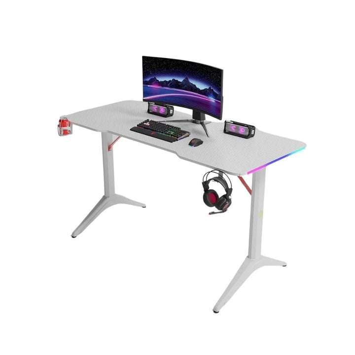 Escritorio Gamer D2208 RGB LED Estructura Metal Porta Vaso Audífonos - Tecneu