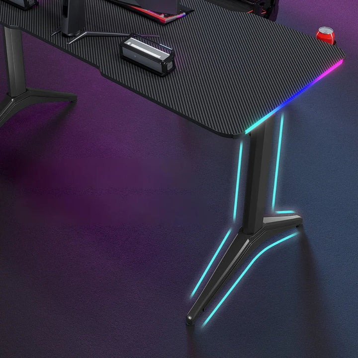 Escritorio Gamer D2208 RGB LED Estructura Metal Porta Vaso Audífonos - Tecneu