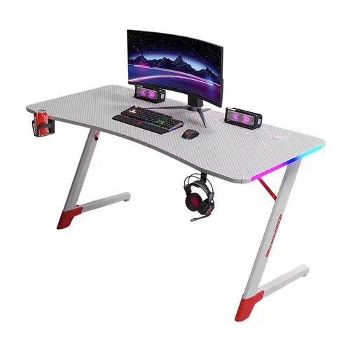 Escritorio Gamer D2209 RGB LED Estructura Metal en Z Porta Vaso Audífonos - Tecneu