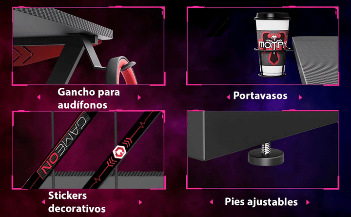 Escritorio Gamer en L Esquinero para Computadora Estudio Oficina - Tecneu