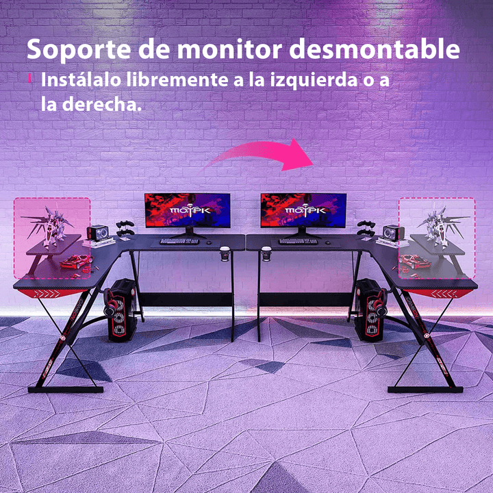 Escritorio Gamer en L Esquinero para Computadora Estudio Oficina - Tecneu