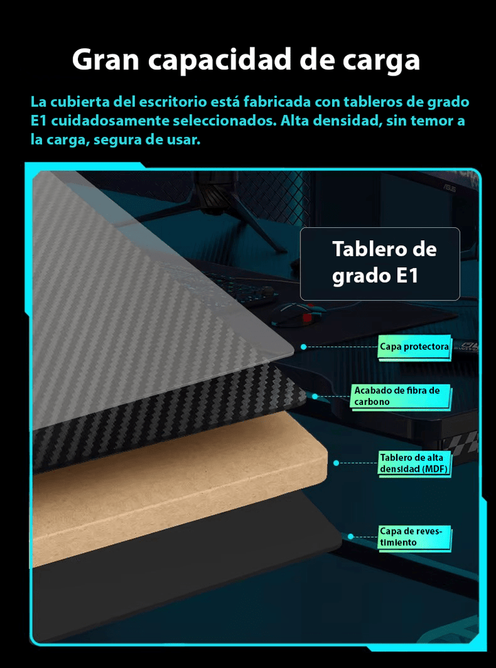 Escritorio Gamer Estructura Metal en forma de K Oficina Estudio - Tecneu