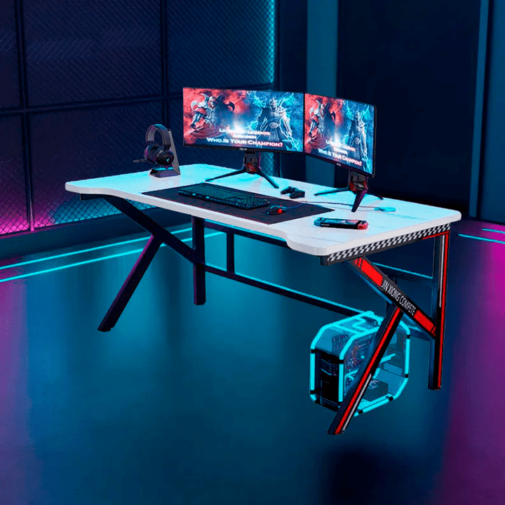 Escritorio Gamer Marco Metálico En Forma De K Oficina 120x60cm - Tecneu