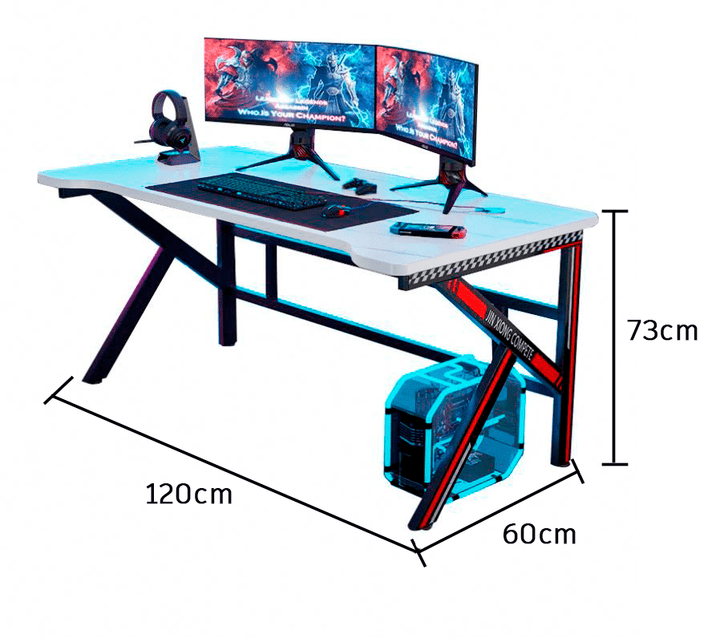 Escritorio Gamer Marco Metálico En Forma De K Oficina 120x60cm - Tecneu