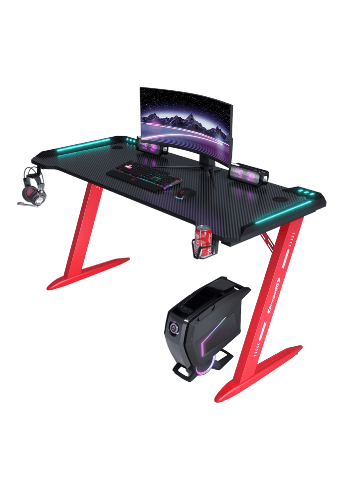 Escritorio Gamer Minimalista Rgb Porta Vaso Estructura Metal - Tecneu