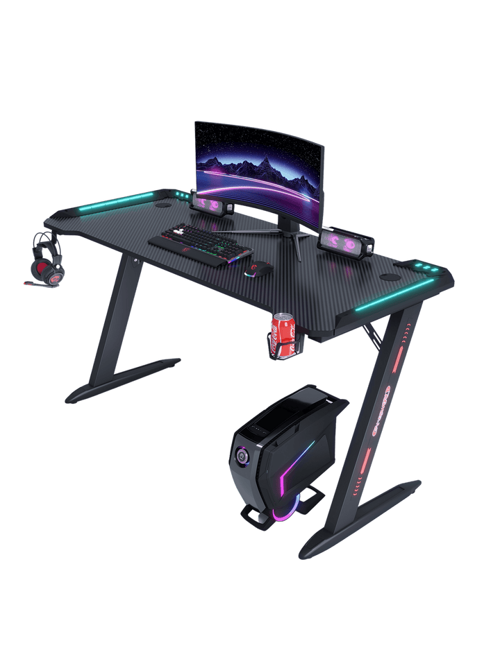 Escritorio Gamer Minimalista Rgb Porta Vaso Estructura Metal - Tecneu