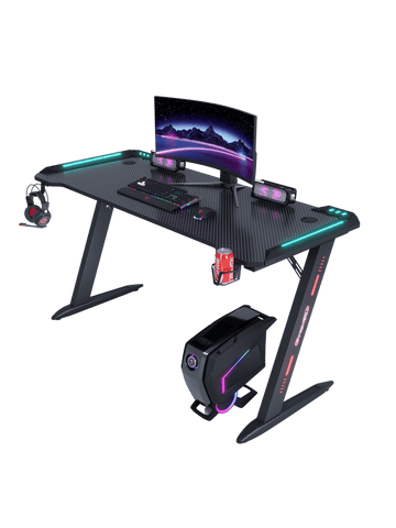 Escritorio Gamer Minimalista Rgb Porta Vaso Estructura Metal