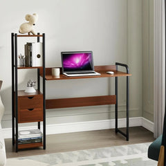 Escritorio Repisas y Cajones para Computadora Estudiantil y Hogar Marrón