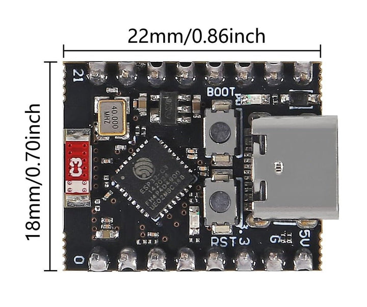 ESP32 - C3 Super Mini 160MHz 4MB WiFi Bluetooth USB Tipo - C - Tecneu