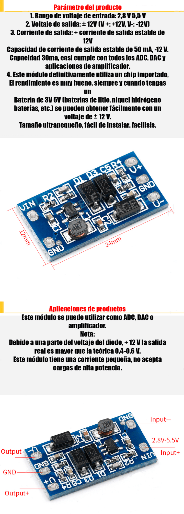 Fuente Alimentación 3v/5v A 12v Convertidor Amplificador - Tecneu