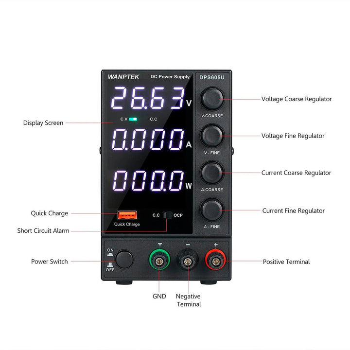 Fuente De Alimentación Conmutada Regulada 0 - 30v 0 - 5a Wanptek DPS305U Laboratorio - Tecneu