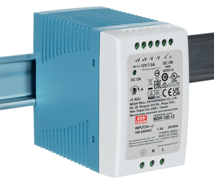 Fuente de alimentación MDR - 100 - 12 industrial conmutada 12V 7.5A - Tecneu