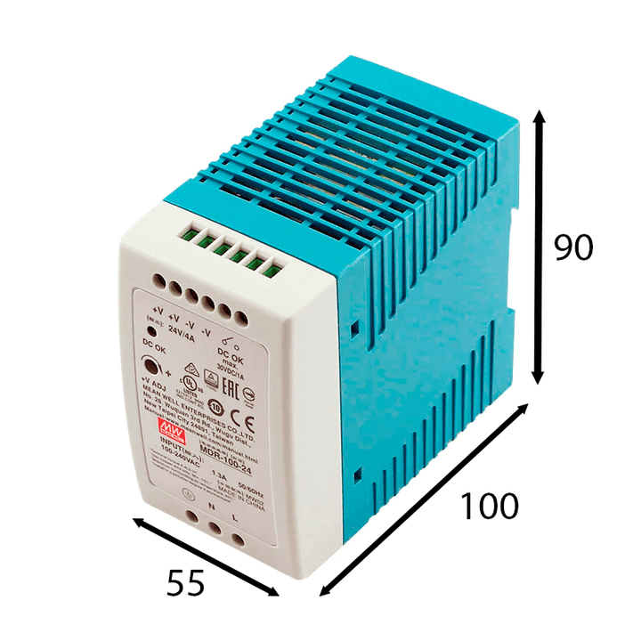 Fuente de alimentación MDR - 100 - 24 industrial conmutada 24V 4A - Tecneu