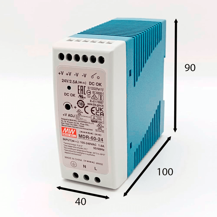 Fuente de alimentación MDR - 60 - 24 industrial conmutada 24V 2.5A - Tecneu