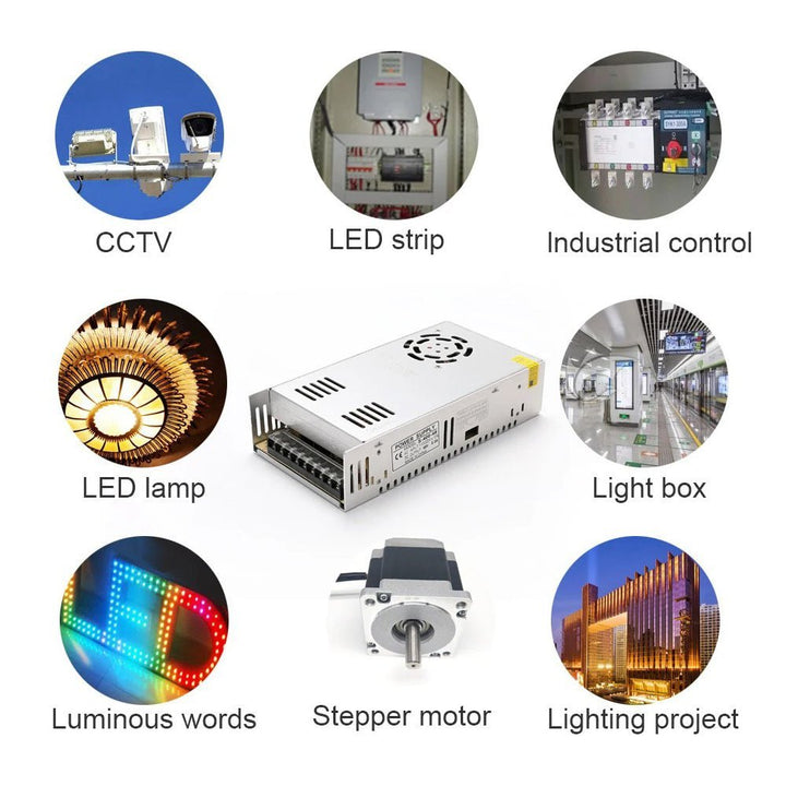 Fuente De Alimentacion Regulable 12v 50a 600w Transformador 11.31x5x21.50cm 110vca/220vca - Tecneu