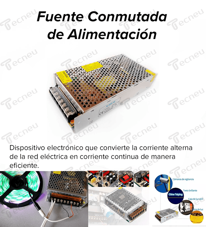 Fuente De Alimentacion Regulable 12v 50a 600w Transformador 11.31x5x21.50cm 110vca/220vca - Tecneu