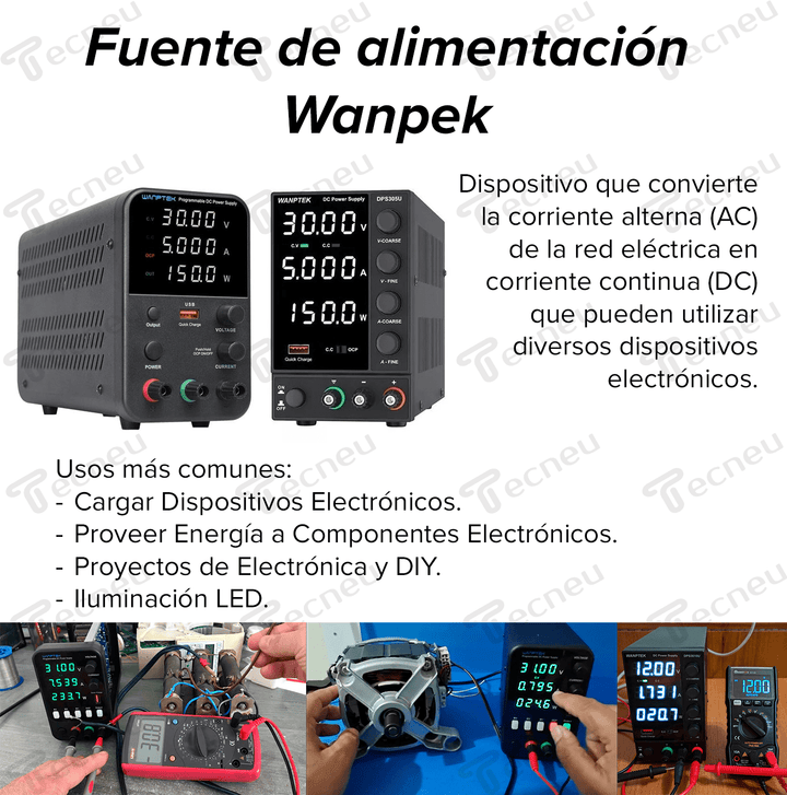 Fuente De Alimentación Regulable Wanptek DPS3010U 30v 10a - Tecneu