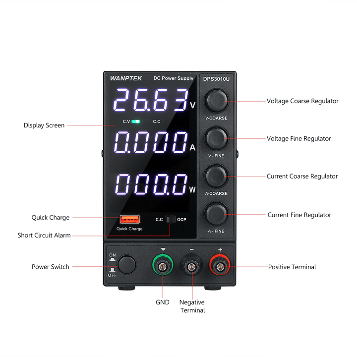 Fuente De Alimentación Regulable Wanptek DPS3010U 30v 10a - Tecneu