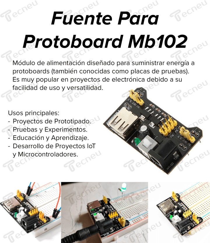 Fuente Para Protoboard Mb102 3.3v / 5v - Tecneu
