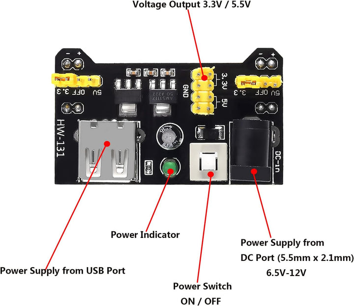 Fuente Para Protoboard Mb102 3.3v / 5v - Tecneu
